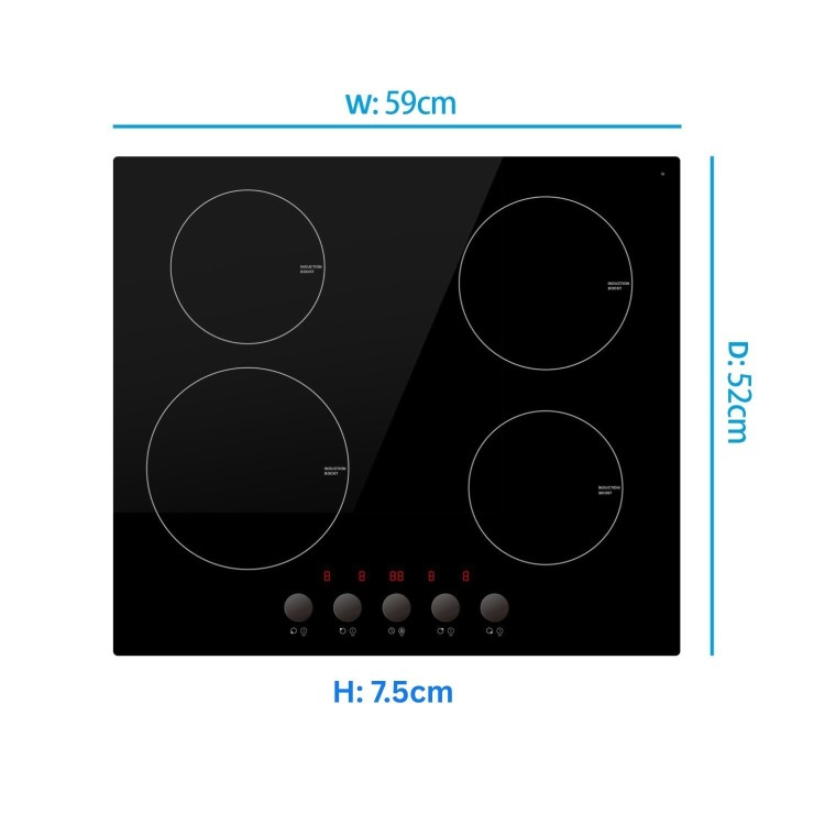 electriQ 60cm Induction Hob with Knob Controls - Plug and Play