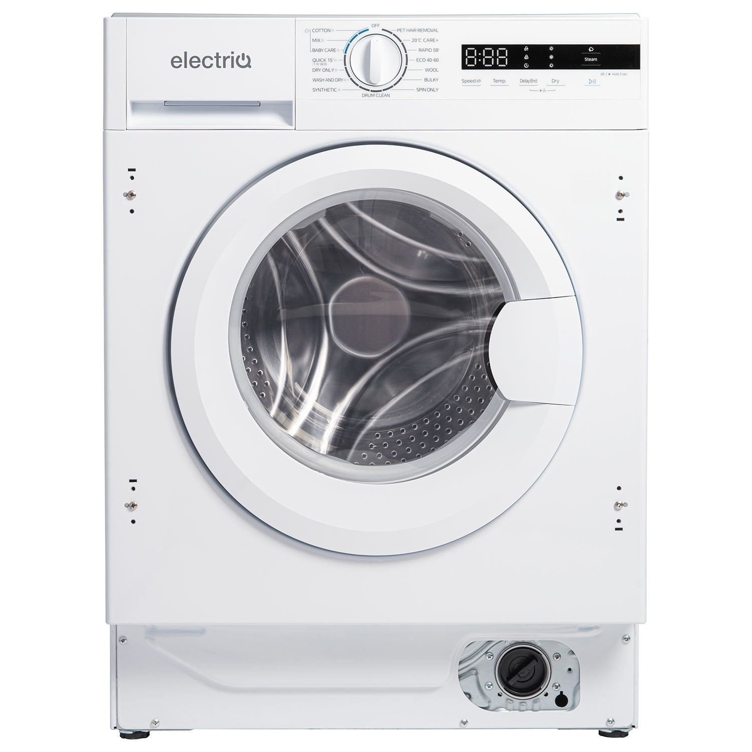 Electriq 8Kg Wash 6Kg Dry Integrated Washer Dryer, 1400Rpm, , Steam EIQINTWD148AD