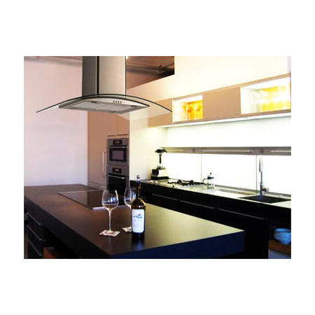 electriQ 90cm Curved Glass Island Cooker Hood Stainless Steel -  5 Year warranty
