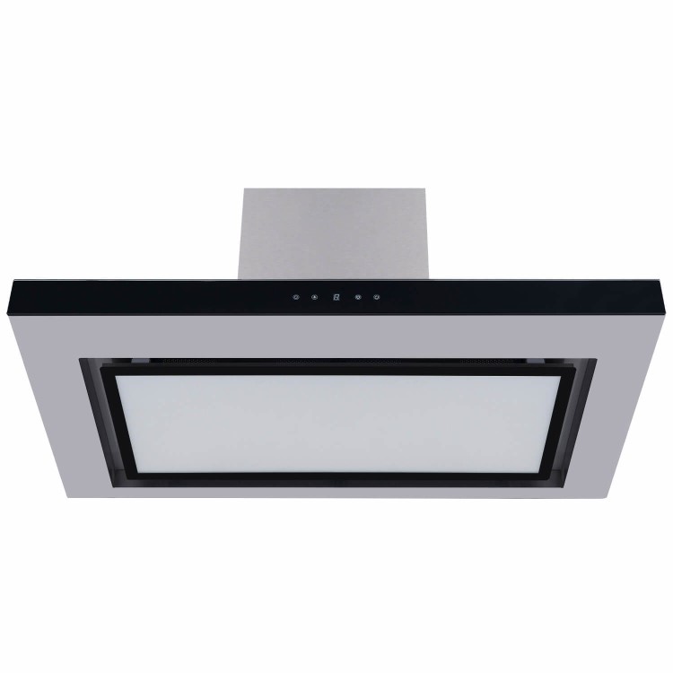 GRADE A1 - electriQ 90cm Wall Mounted Chimney Hood with LED Light Plate