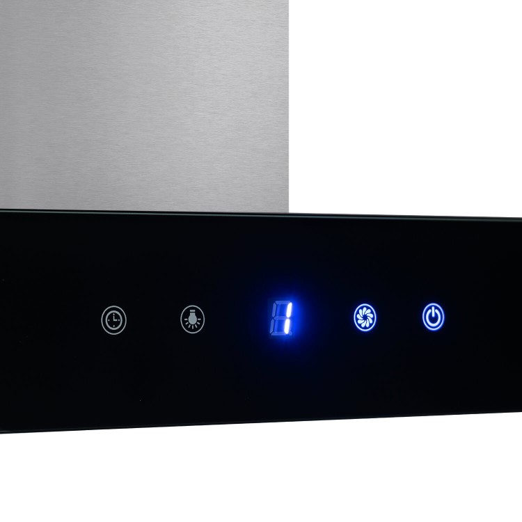 GRADE A1 - electriQ 90cm Wall Mounted Chimney Hood with LED Light Plate