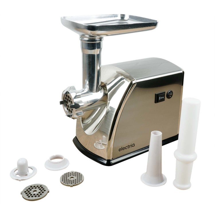 electriQ Electric Meat Grinder Beef Mincer and Sausage Maker Machine - Stainless Steel
