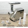 Refurbished electriQ Electric Meat Grinder 1800W with 3 Attachments Stainless Steel