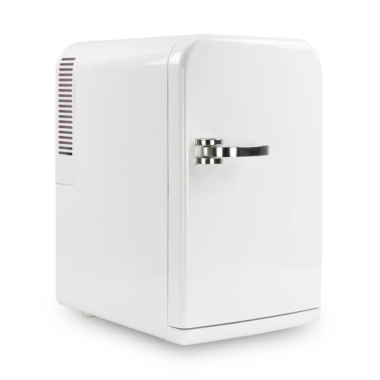 GRADE A3 - electriQ 15L Hot and Cold Portable Mini Fridge with 12V and UK Mains Plug - White
