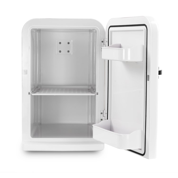 GRADE A3 - electriQ 15L Hot and Cold Portable Mini Fridge with 12V and UK Mains Plug - White