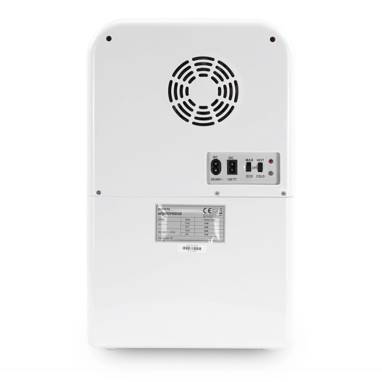GRADE A3 - electriQ 15L Hot and Cold Portable Mini Fridge with 12V and UK Mains Plug - White