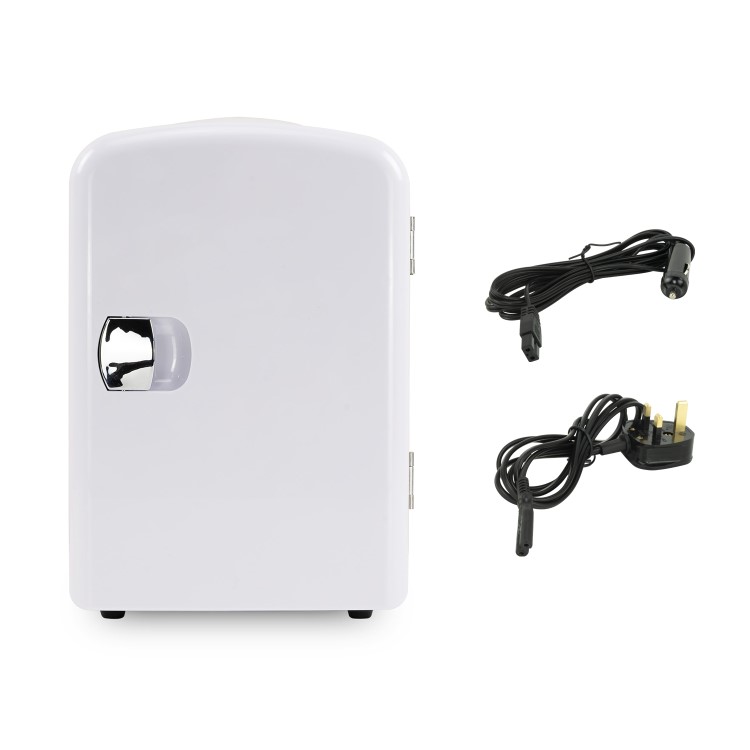 electriQ 4L Hot and Cold Portable Mini Fridge with 12V Car Adapter - White 