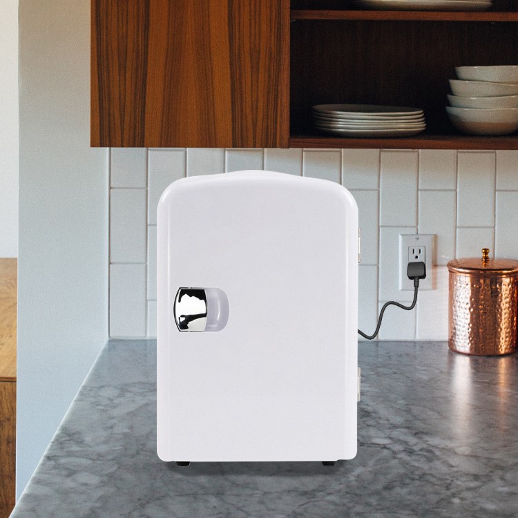 electriQ 4L Hot and Cold Portable Mini Fridge with 12V Car Adapter - White 