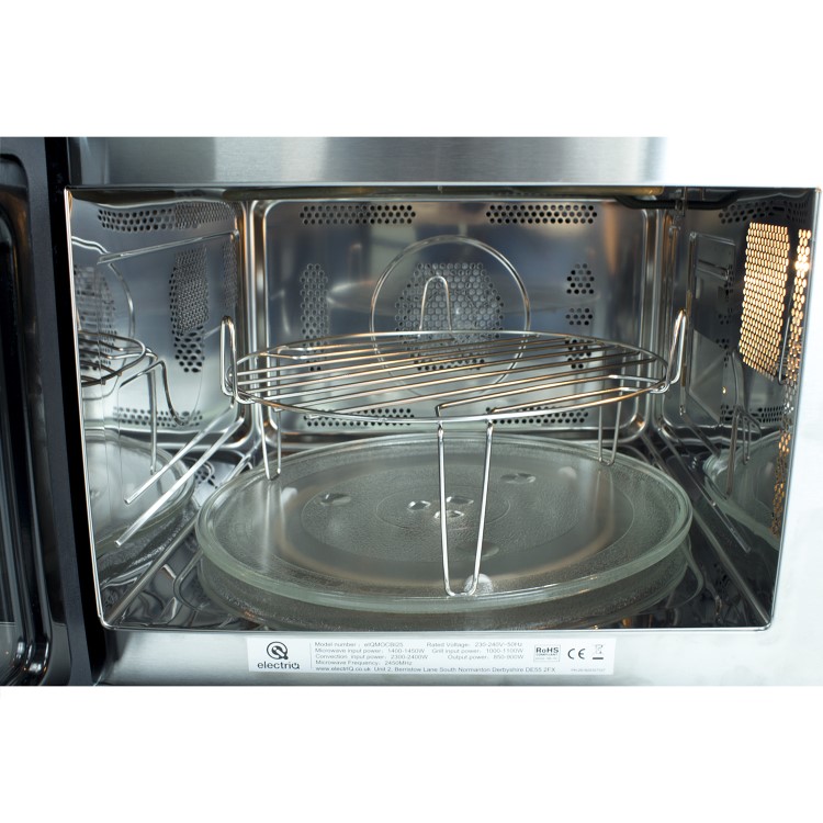 GRADE A1 - ElectrIQ 25L Frameless Built-in digital Combination Microwave in Stainless Steel