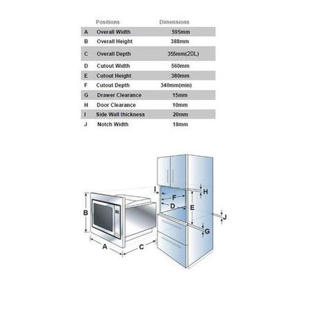 GRADE A1 - ElectrIQ 20L built-in digital Microwave with Grill in Stainless Steel