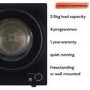 electriQ 2.5kg Mini Compact Vented Tumble Dryer - Black