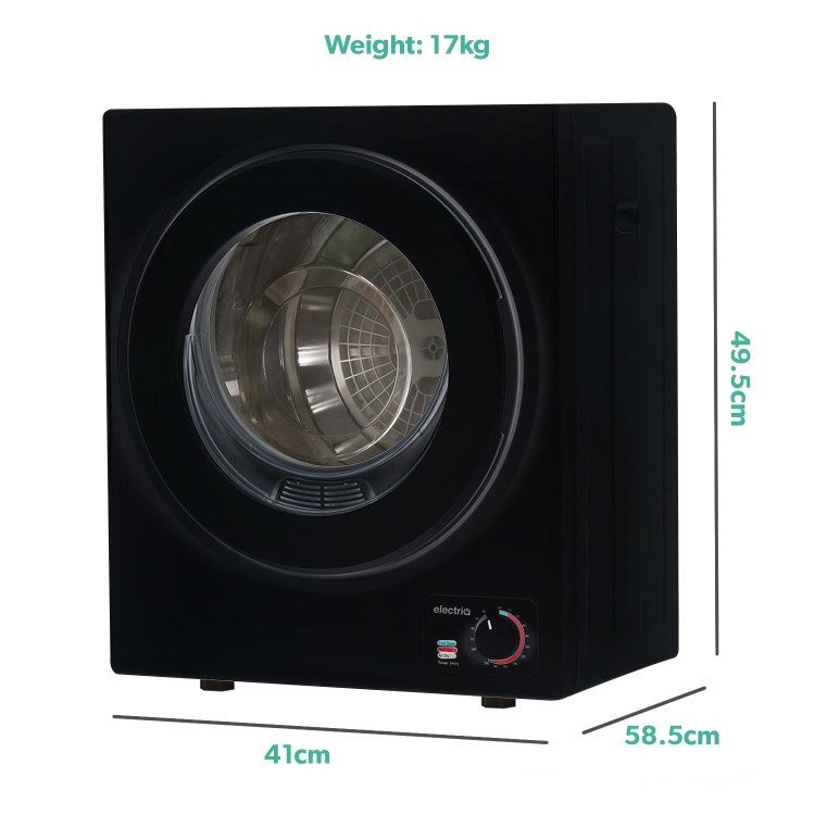 Refurbished electriQ EIQMTD2B Freestanding Vented 2.5KG Tumble Dryer Black