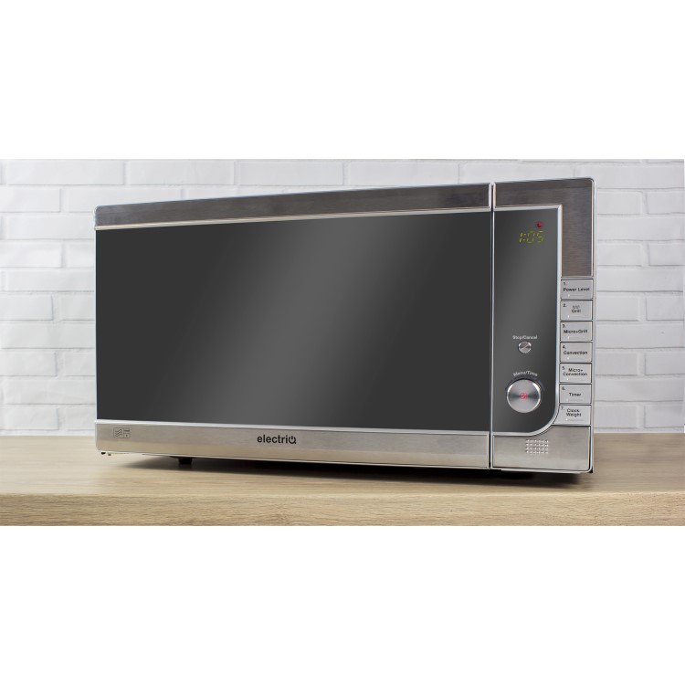 GRADE A2 - electriQ 40L 1000W Freestanding Digital Combination Microwave in Stainless Steel