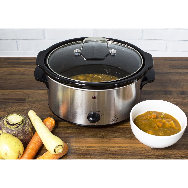 electriQ 3.5L Stainless Steel Slow Cooker - For 1 to 3 people