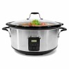 GRADE A1 - electriQ 6.2L Slow Cooker in Stainless Steel with Digital LED Display and Cool Touch Handles 