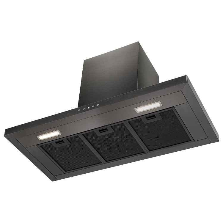 electriQ 90cm Slimline Cooker Hood - Black Stainless Steel