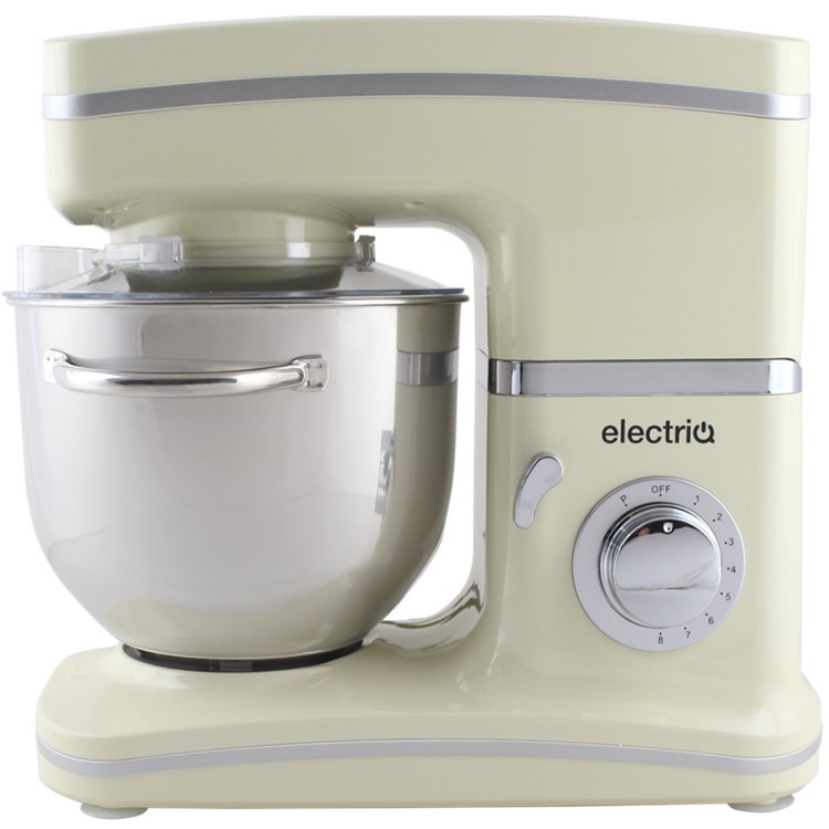 GRADE A1 - ElectriQ 5.2 litre Electric Food Stand Mixer 1500w Cream with Dishwasher Safe Attachments 