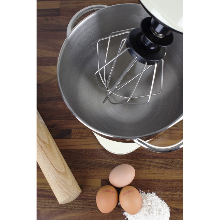 GRADE A1 - ElectriQ 5.2 litre Electric Food Stand Mixer 1500w Cream with Dishwasher Safe Attachments 