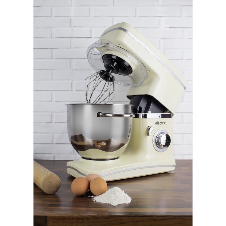 GRADE A1 - ElectriQ 5.2 litre Electric Food Stand Mixer 1500w Cream with Dishwasher Safe Attachments 