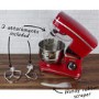 GRADE A1 - electriQ 5.2L 1500W Stand Mixer with 3 Mixing Attachments - Red