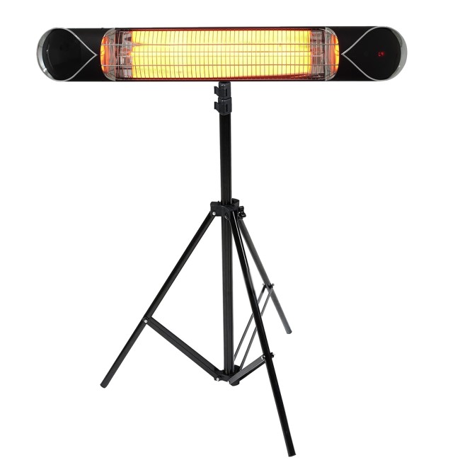 electriQ Wall Mounted Electric Patio Heater - 2.5kW with Remote Control & Free Removable Tripod