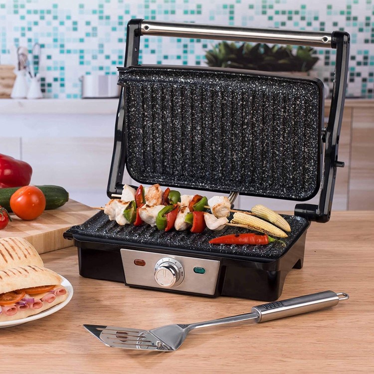 GRADE A2 - Salter EK2132MG Megastone Health Grill & Panini Maker - Stainless Steel