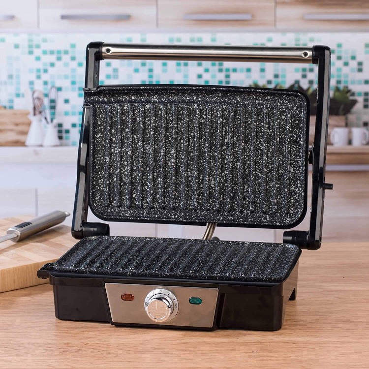 GRADE A2 - Salter EK2132MG Megastone Health Grill & Panini Maker - Stainless Steel
