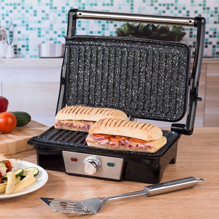 GRADE A2 - Salter EK2132MG Megastone Health Grill & Panini Maker - Stainless Steel