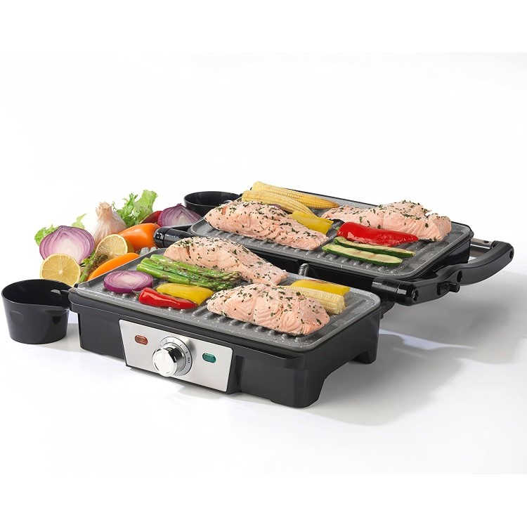 GRADE A2 - Salter EK2132MG Megastone Health Grill & Panini Maker - Stainless Steel