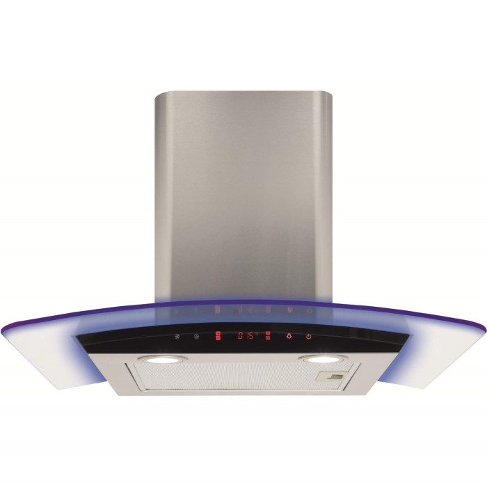 CDA EKP60SS 60cm Stainless Steel Chimney Cooker Hood LED Curved Glass