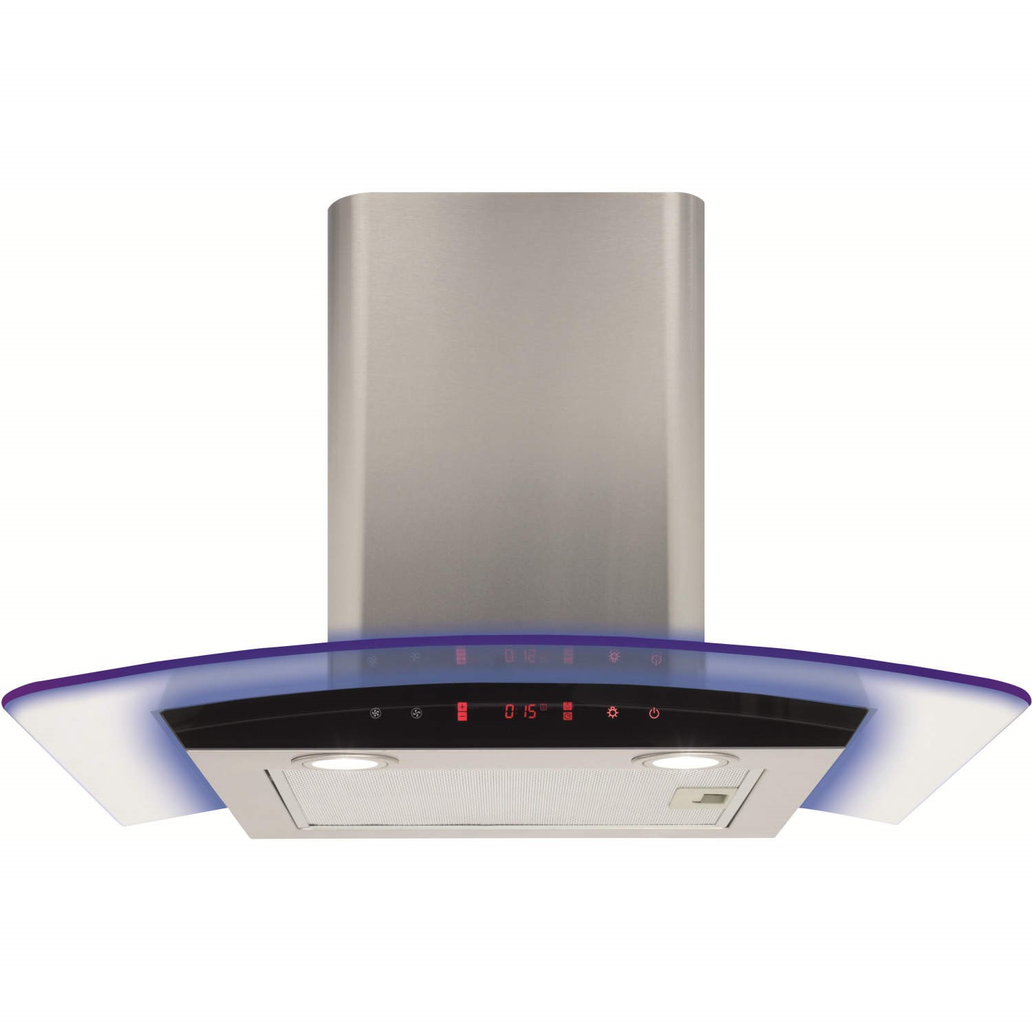 CDA 60cm Curved Glass Chimney Hood with LED Edge Lighting - Stainless Steel