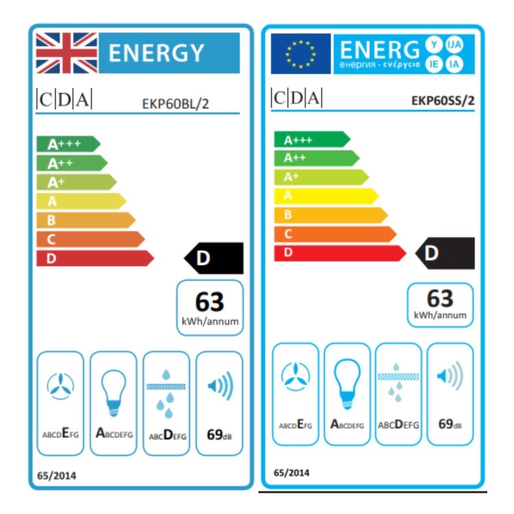 CDA 60cm Curved Glass Chimney Hood with LED Edge Lighting - Stainless Steel