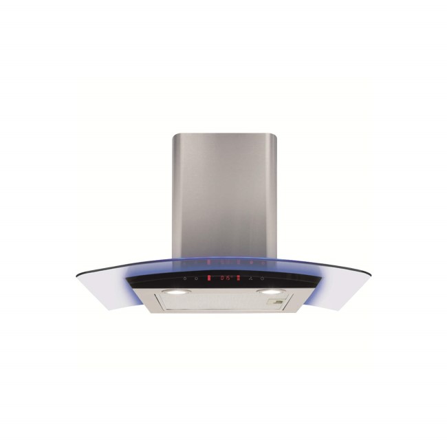 GRADE A3 - CDA EKP70SS 70cm Stainless Steel Chimney Cooker Hood With LED Curved Glass Canopy