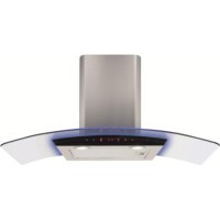 CDA 90cm Curved Glass Chimney Hood with LED Edge Lighting - Stainless Steel CDA 90cm Curved Glass Chimney Hood with LED Edge Lighting - Stainless Steel