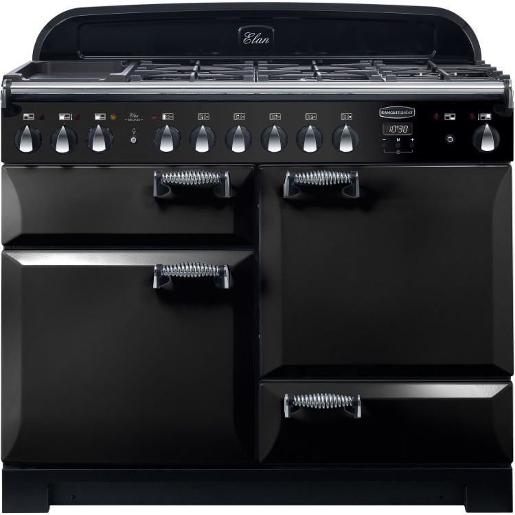 Rangemaster ELA110DFFBL 118100 Elan Deluxe 110cm Dual Fuel Range Cooker - Black