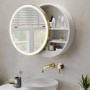 ONLY OPENED - Brass Sliding Mirrored Bathroom Cabinet with Lights 600mm - Elara