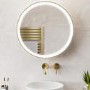 Brass Sliding Mirrored Bathroom Cabinet with Lights 600 x 600mm - Elara