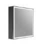 Black Sliding Square Mirrored Bathroom Cabinet with Lights 600 x 600mm - Elara