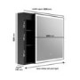 Black Sliding Square Mirrored Bathroom Cabinet with Lights 600 x 600mm - Elara