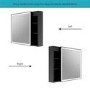 Black Sliding Square Mirrored Bathroom Cabinet with Lights 600 x 600mm - Elara