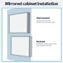 Black Sliding Recessed Bathroom Mirror Cabinet with Lights 600 x 600mm - Elara