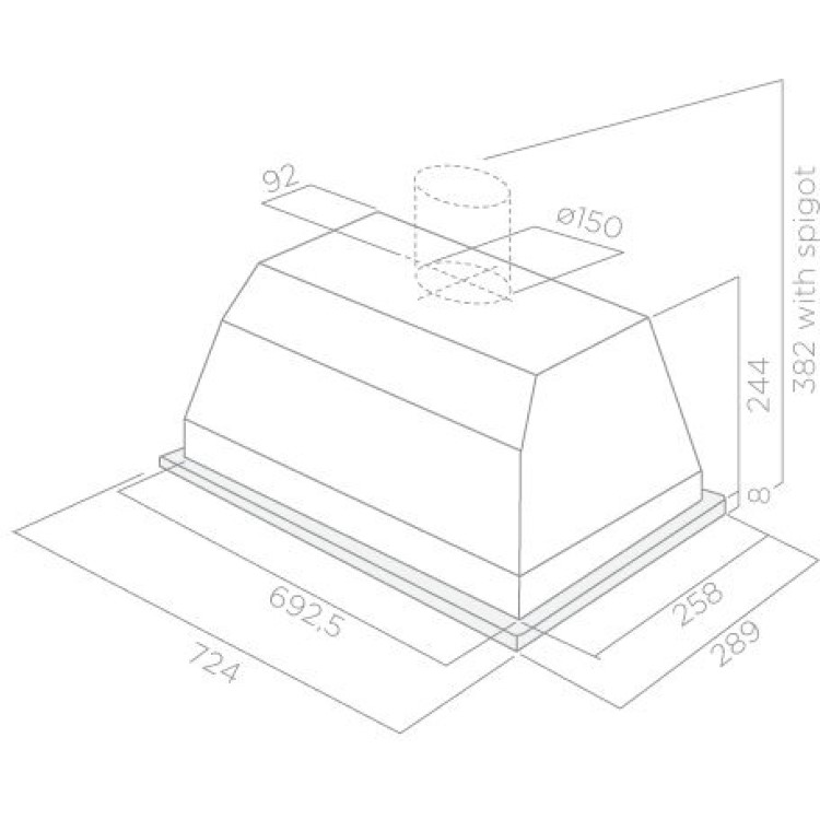 GRADE A1 - Elica ELB-HT-80 Ultra High Spec Grey 72cm Canopy Cooker Hood