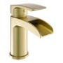Brushed Brass Waterfall Basin Mixer Tap & Freestanding Tap Pack - Elina