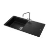 Single Bowl Inset Black Granite Kitchen Sink with Reversible Drainer - Rangemaster Elements