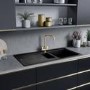 Rangemaster Elements 1.5 Bowl Inset Black Granite Kitchen Sink with Reversible Drainer