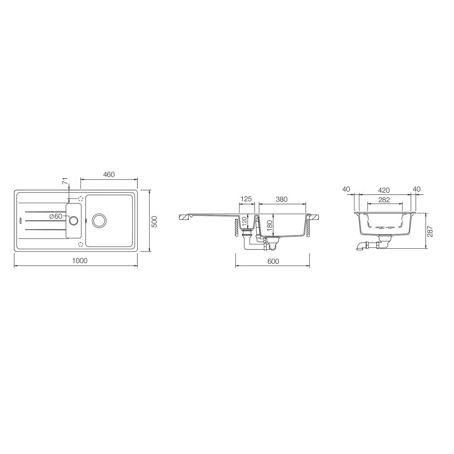 Rangemaster Elements 1.5 Bowl Inset Grey Granite Kitchen Sink with Reversible Drainer Rangemaster Elements 1.5 Bowl Inset Grey Granite Kitchen Sink with Reversible Drainer