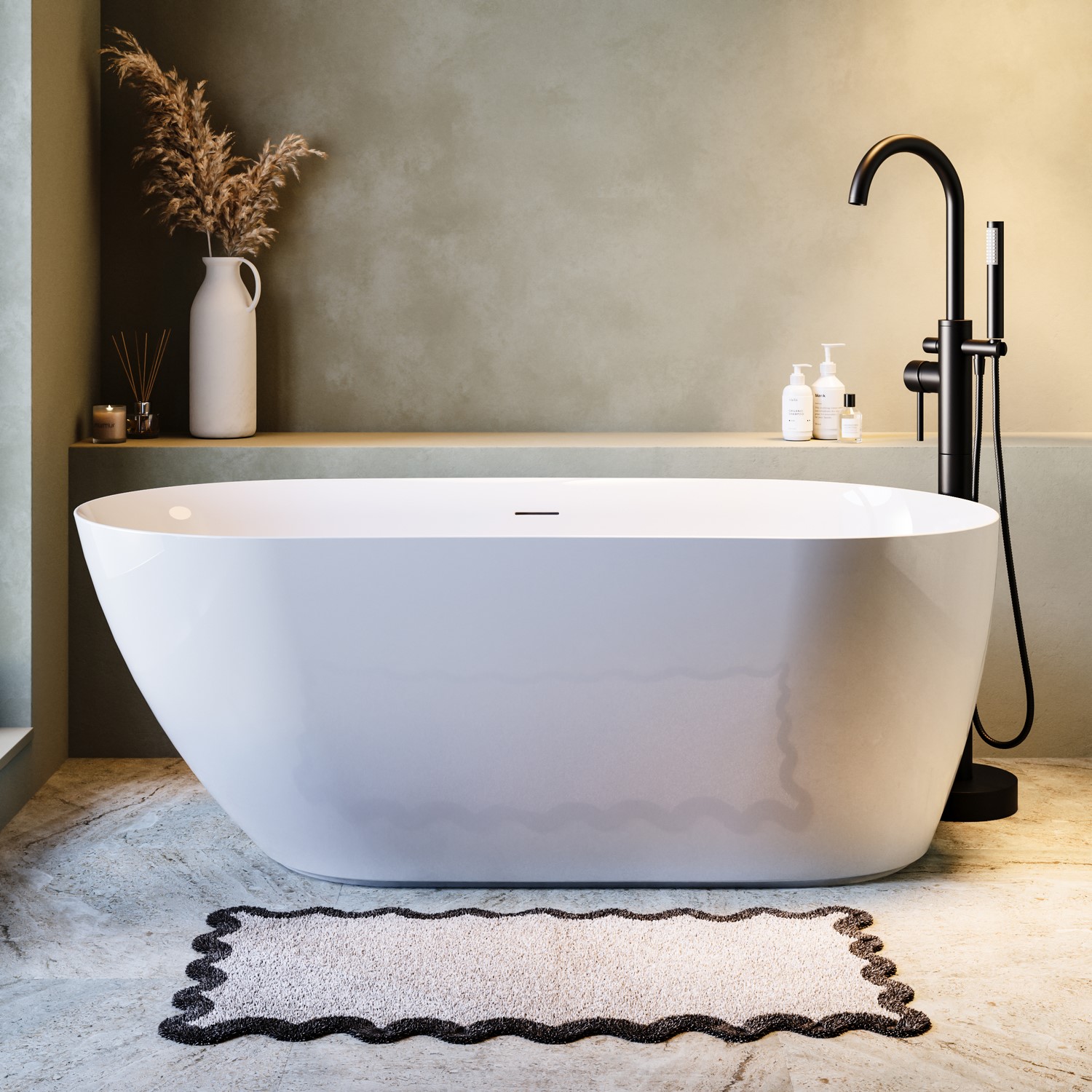 Eleni Freestanding Double Ended Bath 1500 X 750Mm With Anti-Slip Base DM670-1500T