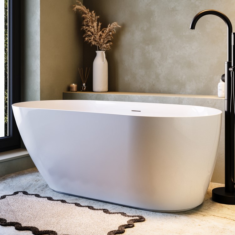 Freestanding Double Ended Bath 1500 x 750mm with Anti-Slip Base - Eleni