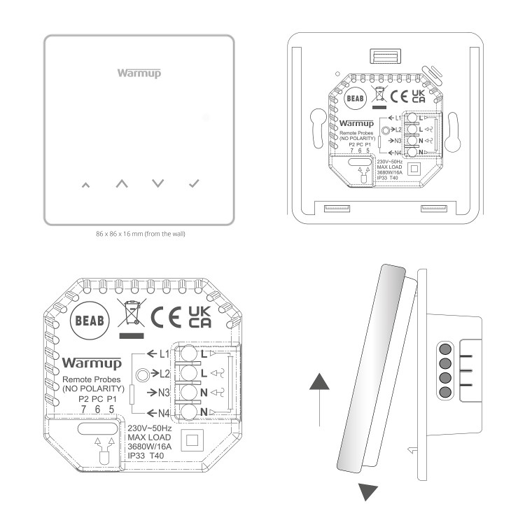 Element White WiFi Underfloor Heating Thermostat - Warmup