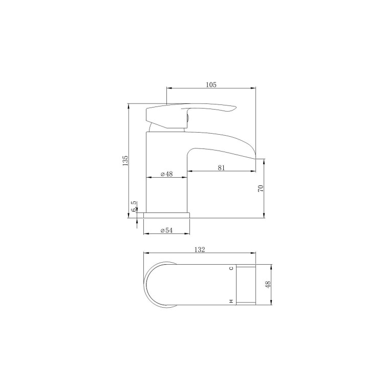 Black Mono Basin Mixer - Elina